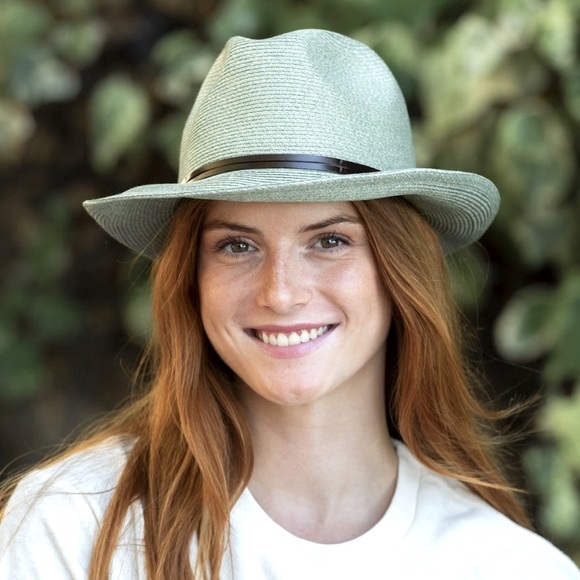 Travaux En Cours Straw Fedora Hat in Sage Size 56 - Picture 11 of 16